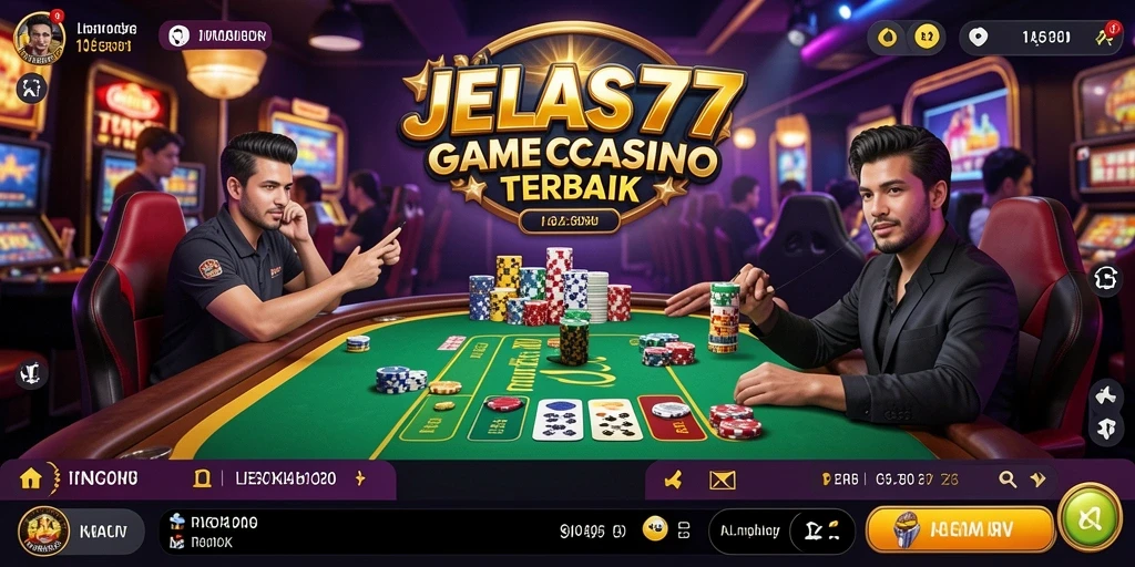 Screenshot gameplay JELAS777 menampilkan dealer langsung dan suasana kasino yang menarik.