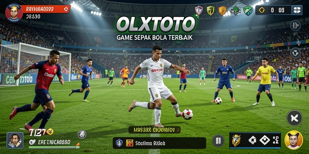Screenshot OLXTOTO menunjukkan aksi mendebarkan dalam permainan sepak bola.