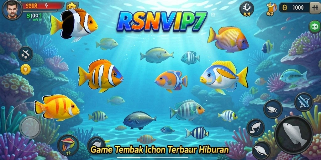 Screenshot gameplay RSNVIP7 dengan aksi menembak ikan yang seru.